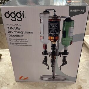 Oggi 3-Bottle Revolving Liquor Dispenser, Stainless Steel